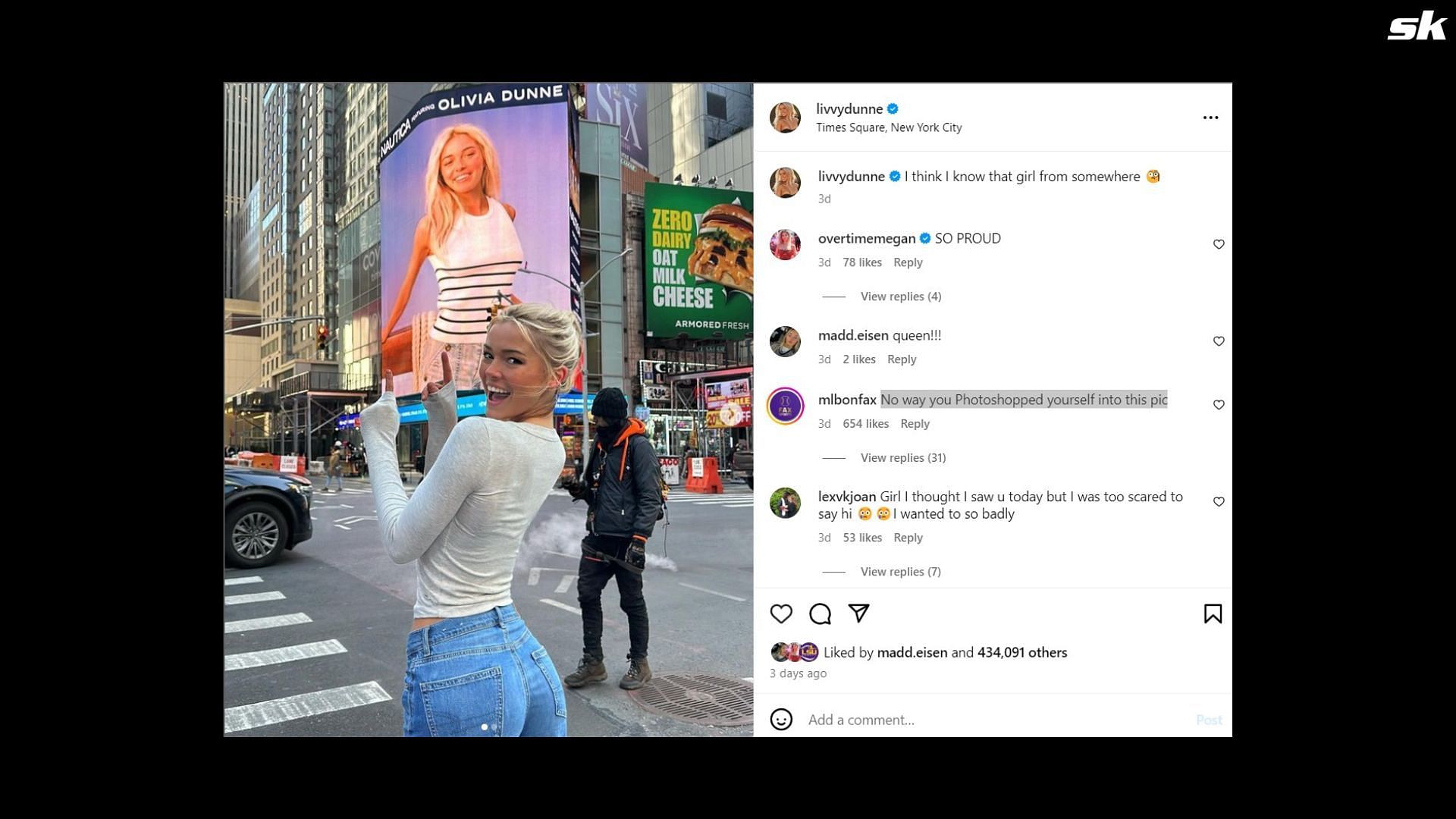 Fan reactions on Olivia Dunne&#039;s post on Instagram