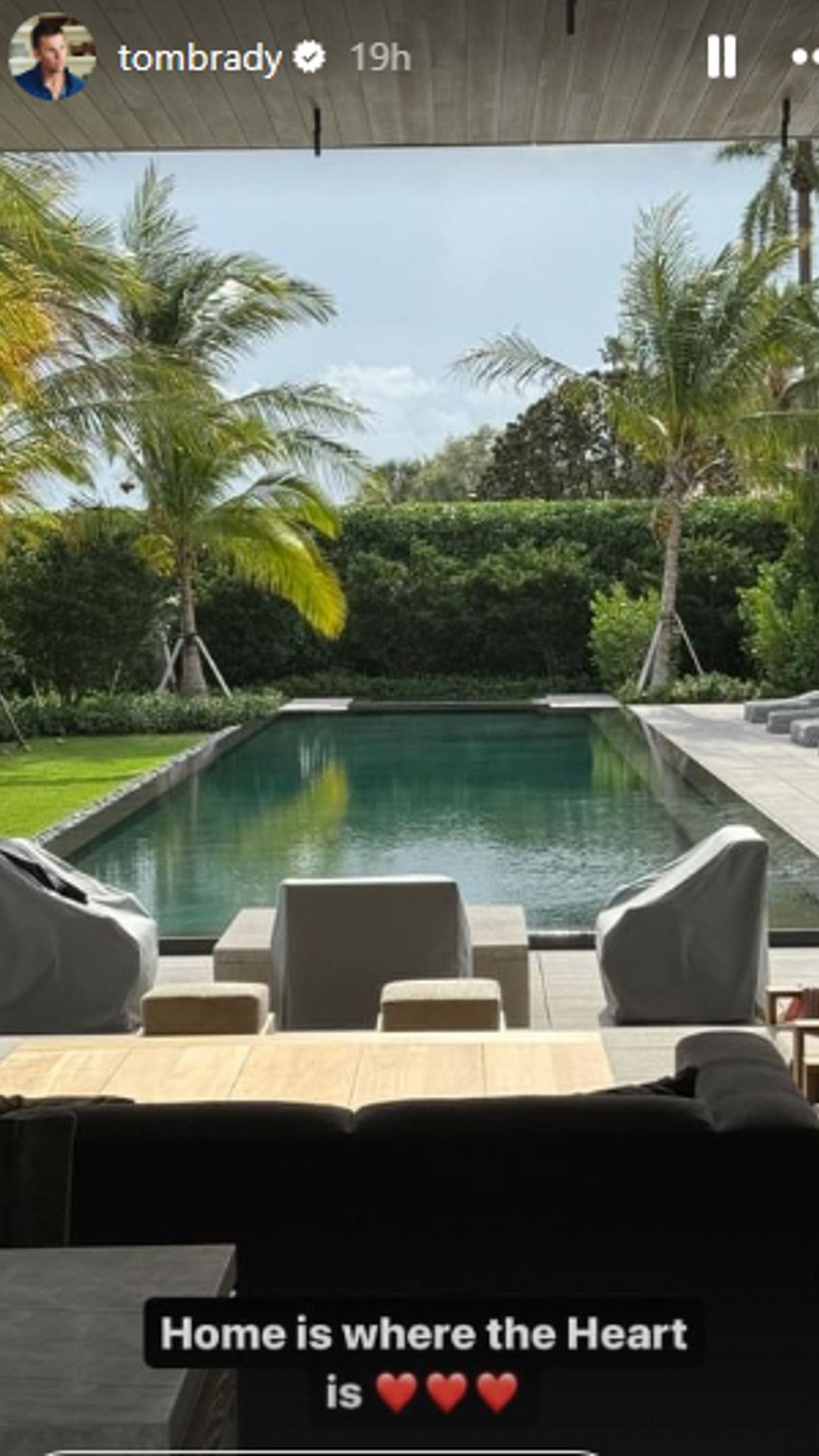 Tom Brady&#039;s photo of his backyard on Instagram.