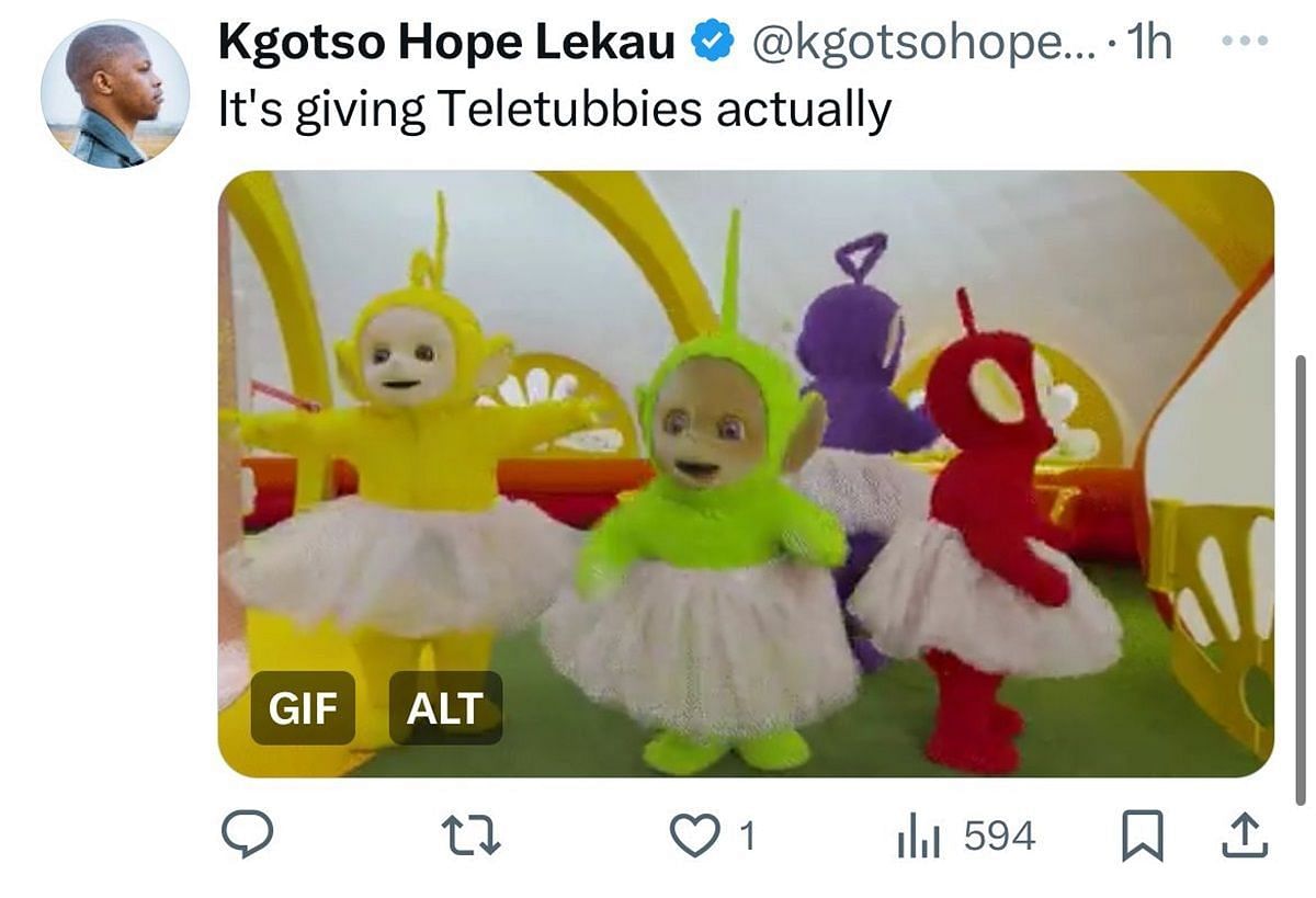A user compares Kelce to Teletubbies (image via @kgotsohope on X)