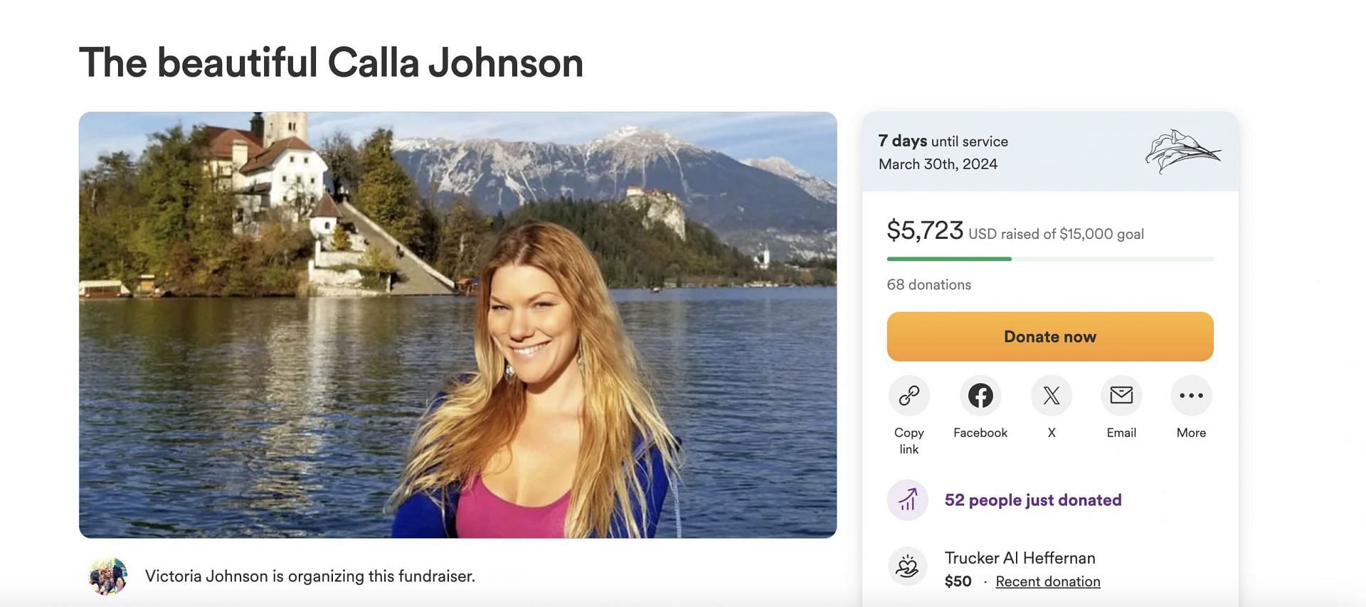 Fundraiser for Calla collects more than $5,000 for her funeral as the TikToker tragically passes away at the age of 34. (Image via GoFundMe)
