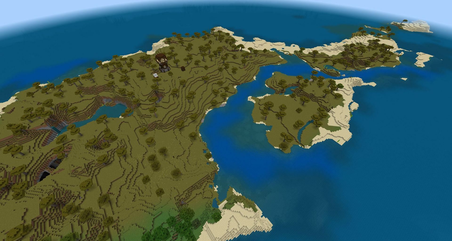 The island chain closest to spawn (Image via Mojang)