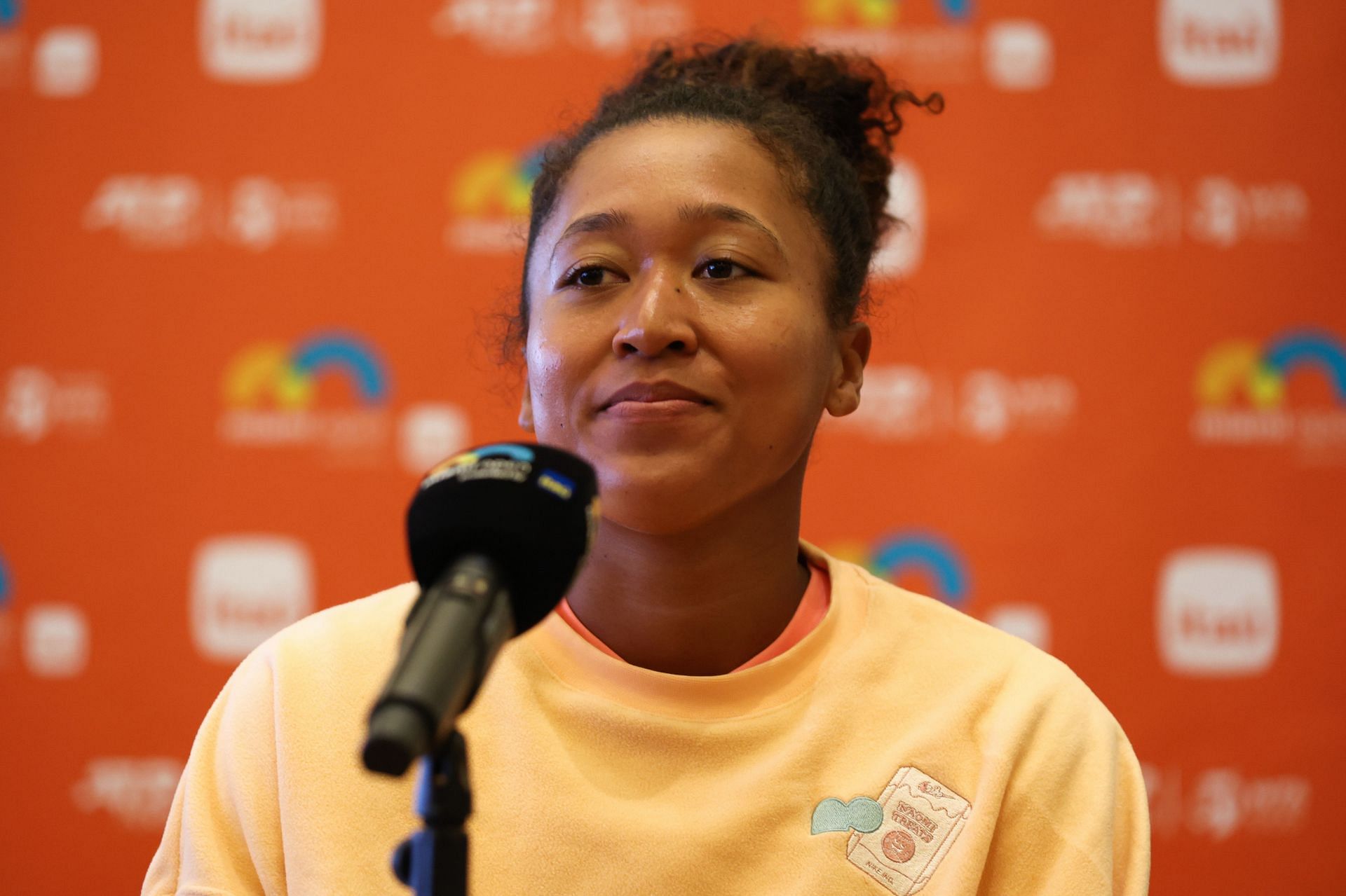 Naomi Osaka speaking to the press at the 2024 Miami Open