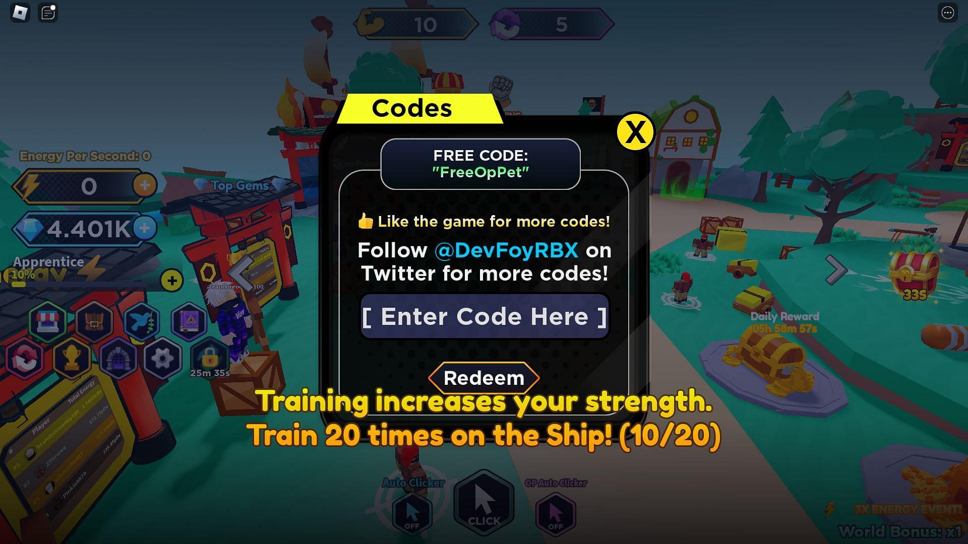 Active codes for Anime Simulator (Image via Roblox)