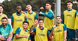 Cristiano Ronaldo strikes fighter pose with teammates as he returns to Portugal camp ahead of Slovenia clash