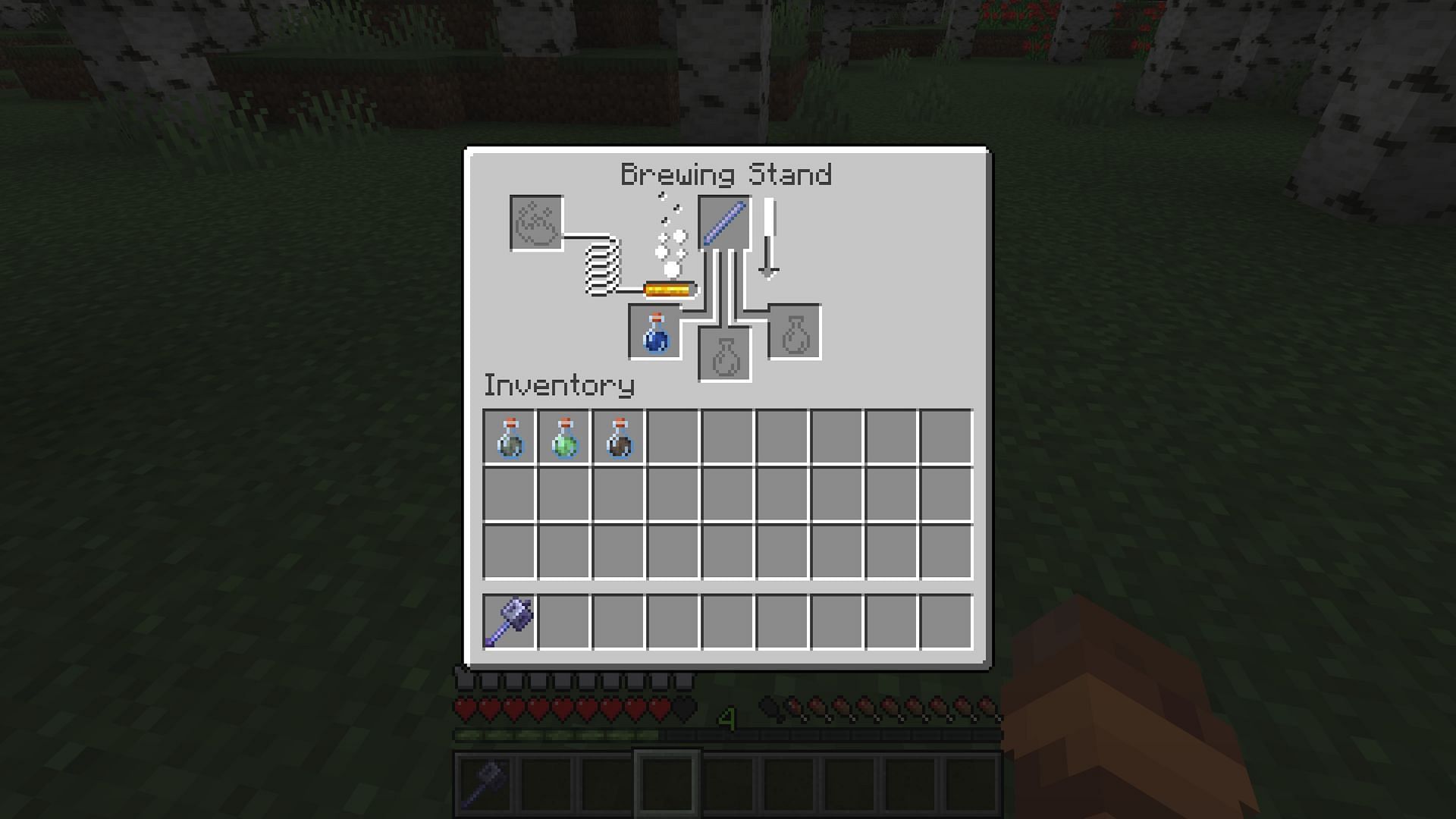 The recipe for a charged wind potion (Image via Mojang)