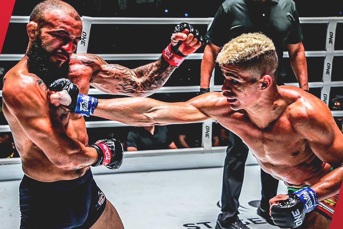 Fabricio Andrade lands a big punch against John Lineker [Photo via: ONE Championship]