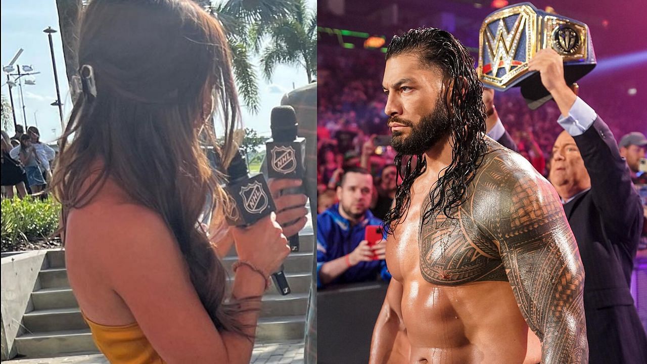 Jackie Redmond and Roman Reigns (via Jackie