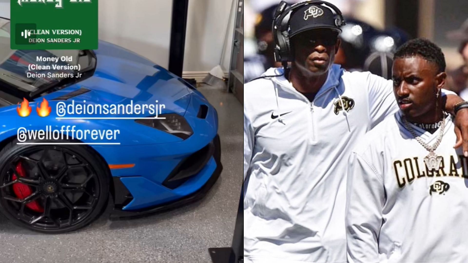 Deion Sanders Jr. shared a video of a supercar.