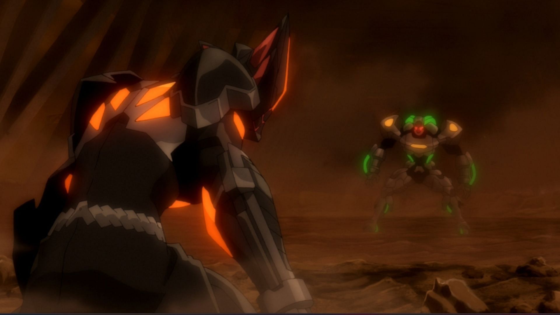 Noir vs Grauphon as seen in Metallic Rouge episode 12 preview (Image via Studio Bones)