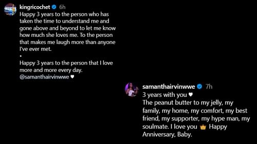 Screengrab of Ricochet and Samantha Irvin's Instagram posts.