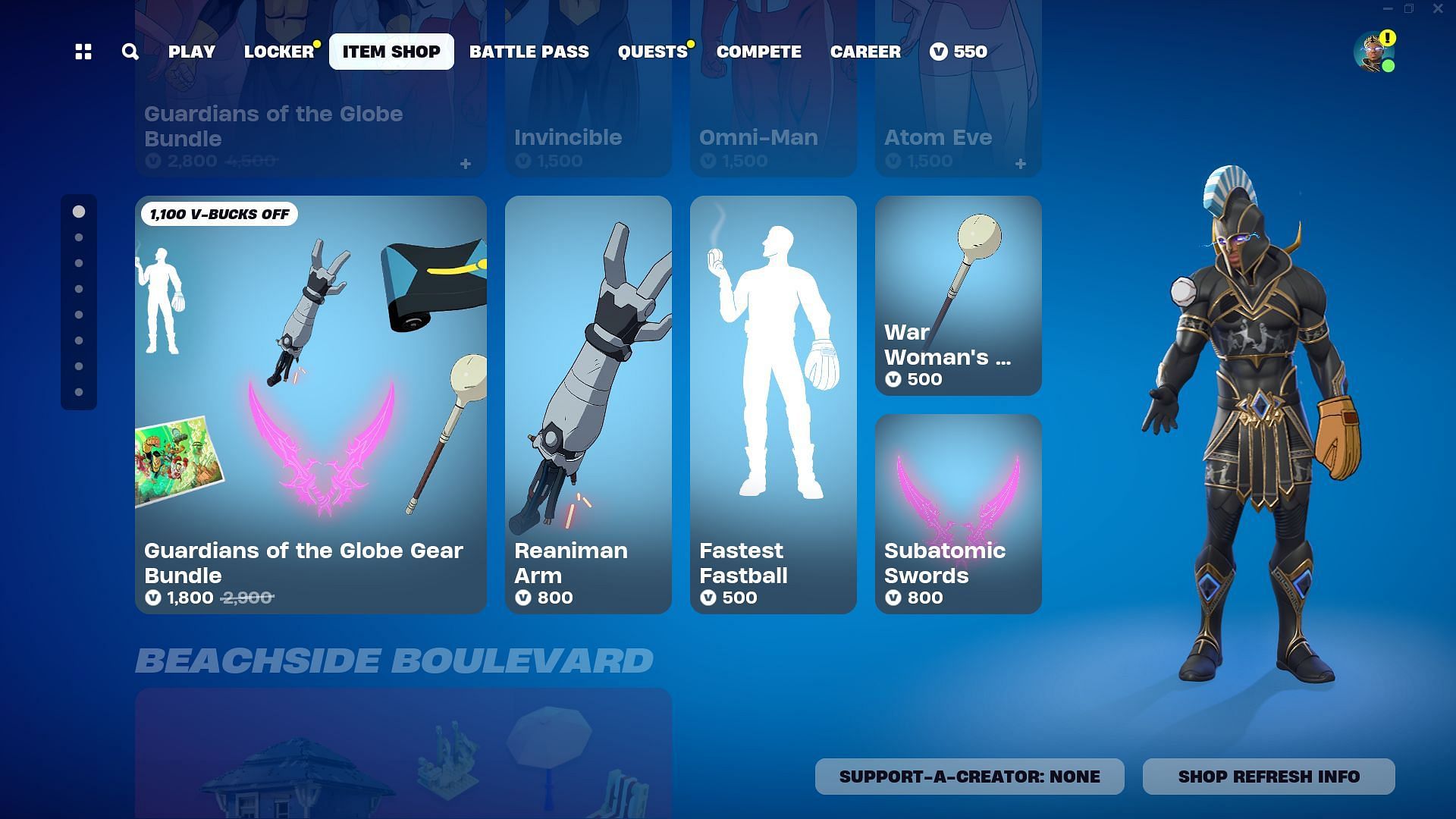 Guardians of the Globe Gear Bundle is currently listed in the Item Shop (Image via Epic Games/Fortnite)