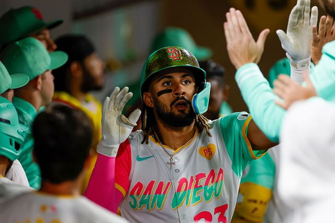 In Photos: Fernando Tatis Jr. sports bespoke Air Jordan 1 cleats inspired by Tiffany & Co. for game night