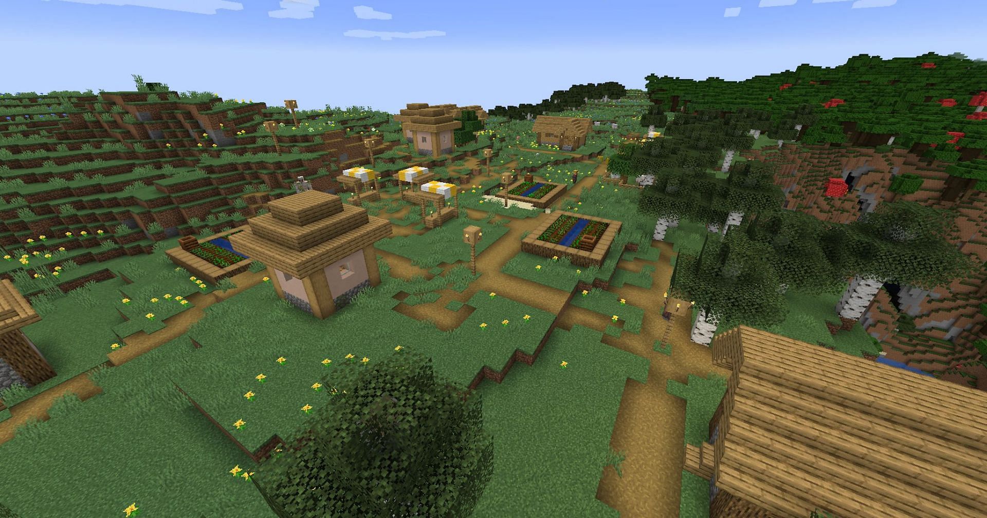 This village has both a stronghold and an ancient city beneath it (Image via Mojang)