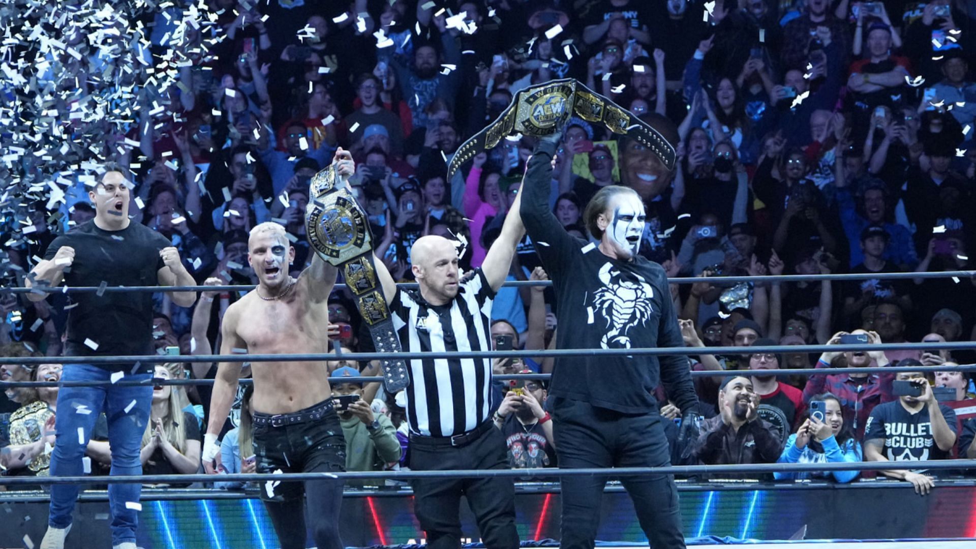 Sting and Darby Allin with the AEW World Tag Team Championship