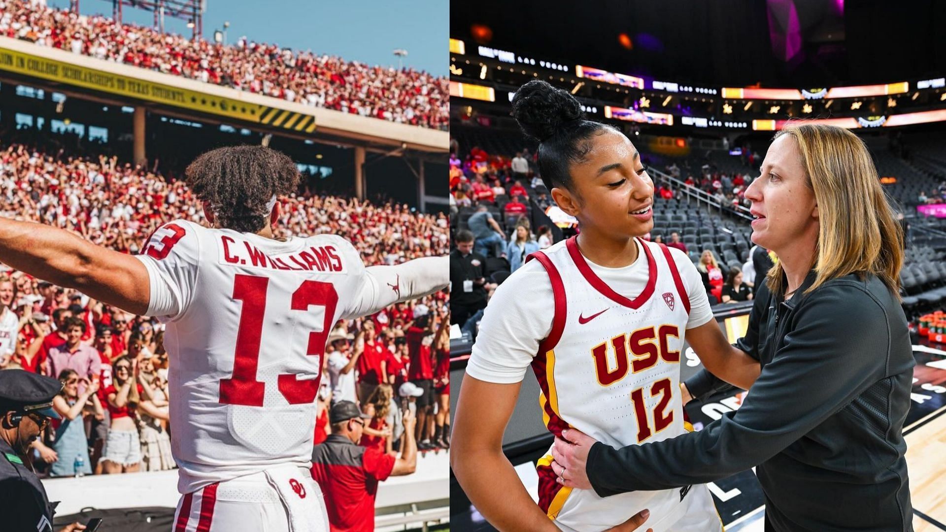 Former USC QB Caleb Williams, USC coach Lindsay Gottlieb and star JuJu Watkins 