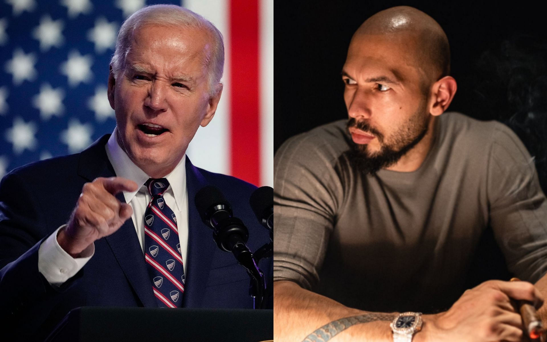 Joe Biden (left) has often been on the receiving end of criticism from Andrew Tate (right) [Images courtesy: Getty Images and @Cobratate on X]