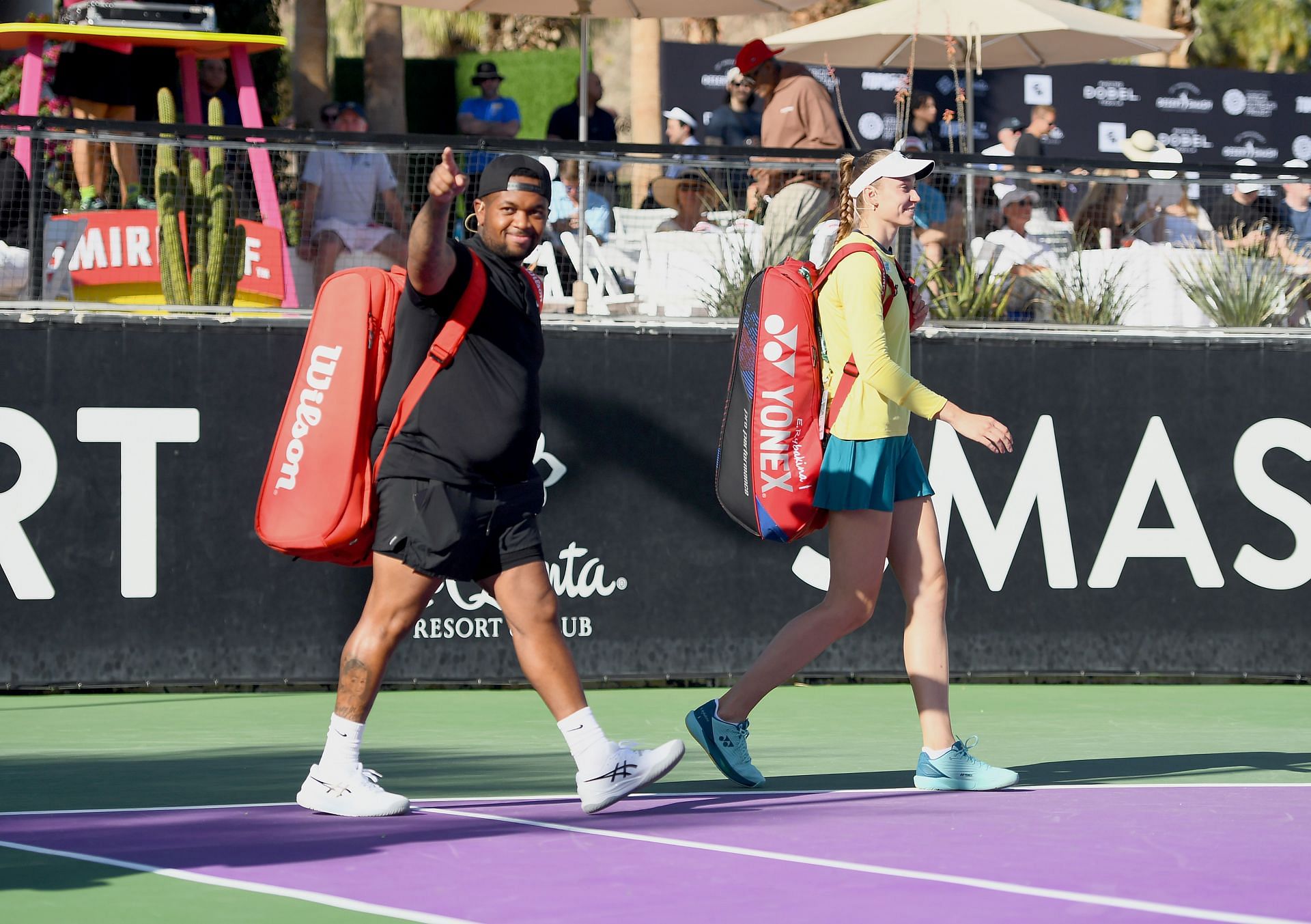 Elena Rybakina at an exhibition match at Indian Wells.