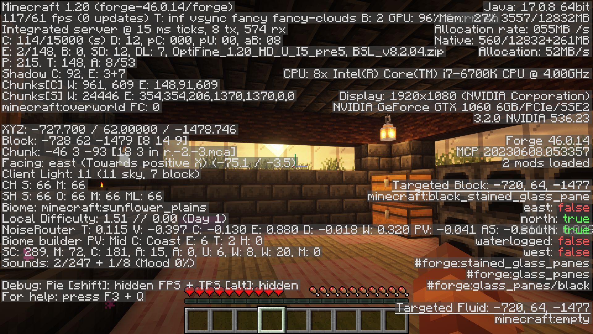 The very cluttered F3 debug menu (Image via Mojang)