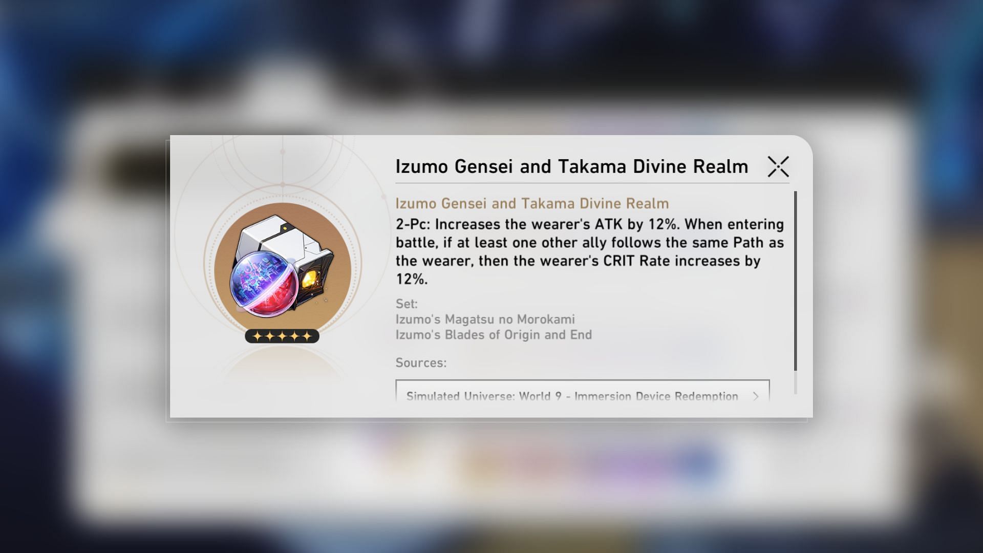 The Izumo Gensei and Takama Divine Realm Planar Ornament set (Image via HoYoverse)