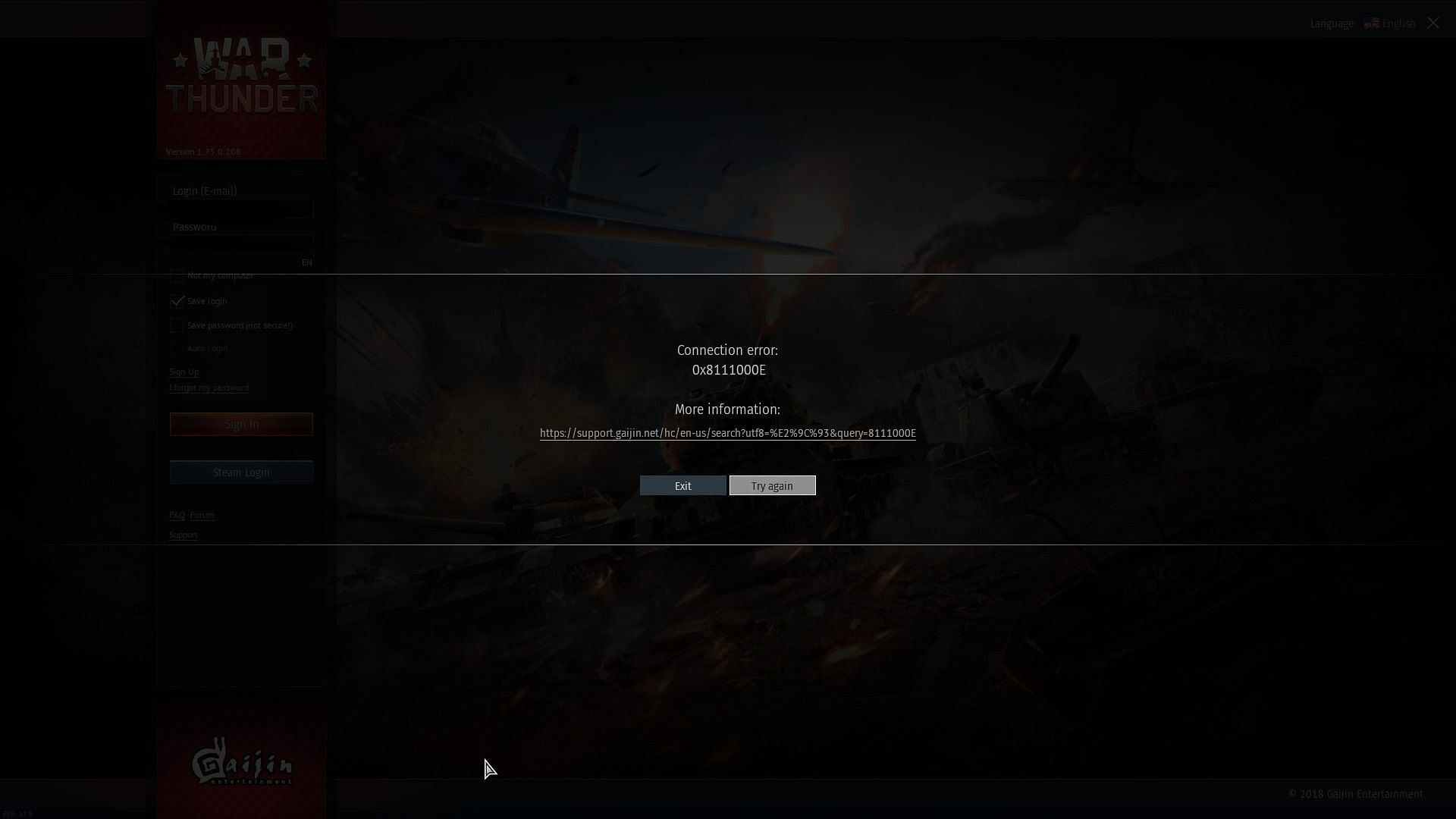 War Thunder login errors may be due to server downtime (Image via Gaijin Entertainment)