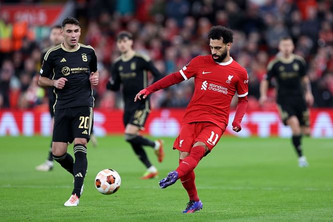 "Salah is the GOAT", " Best PL team to ever play Europa League" - Fans react as Liverpool destroy Sparta Prague in UEL last 16