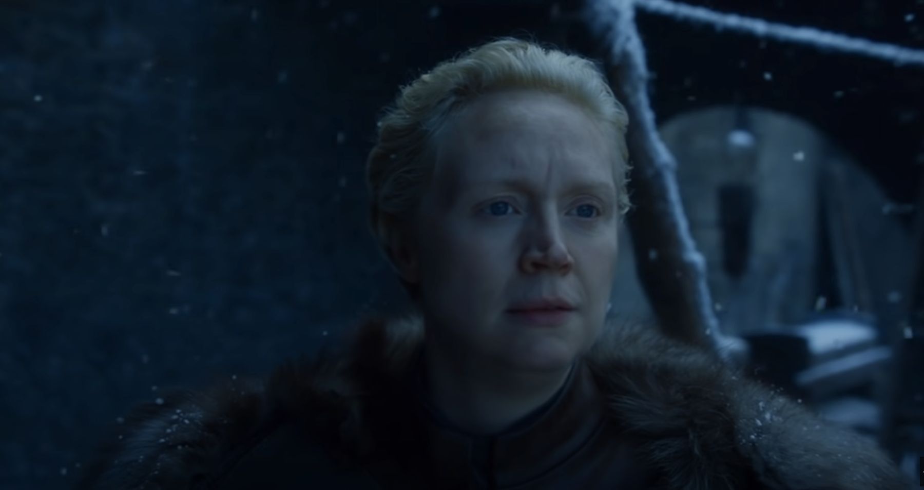 Brienne of Tarth under the snow (Screengrab from GameofThrones on YouTube)