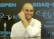 Andre Agassi at the Nasdaq-100 Open in 2002.