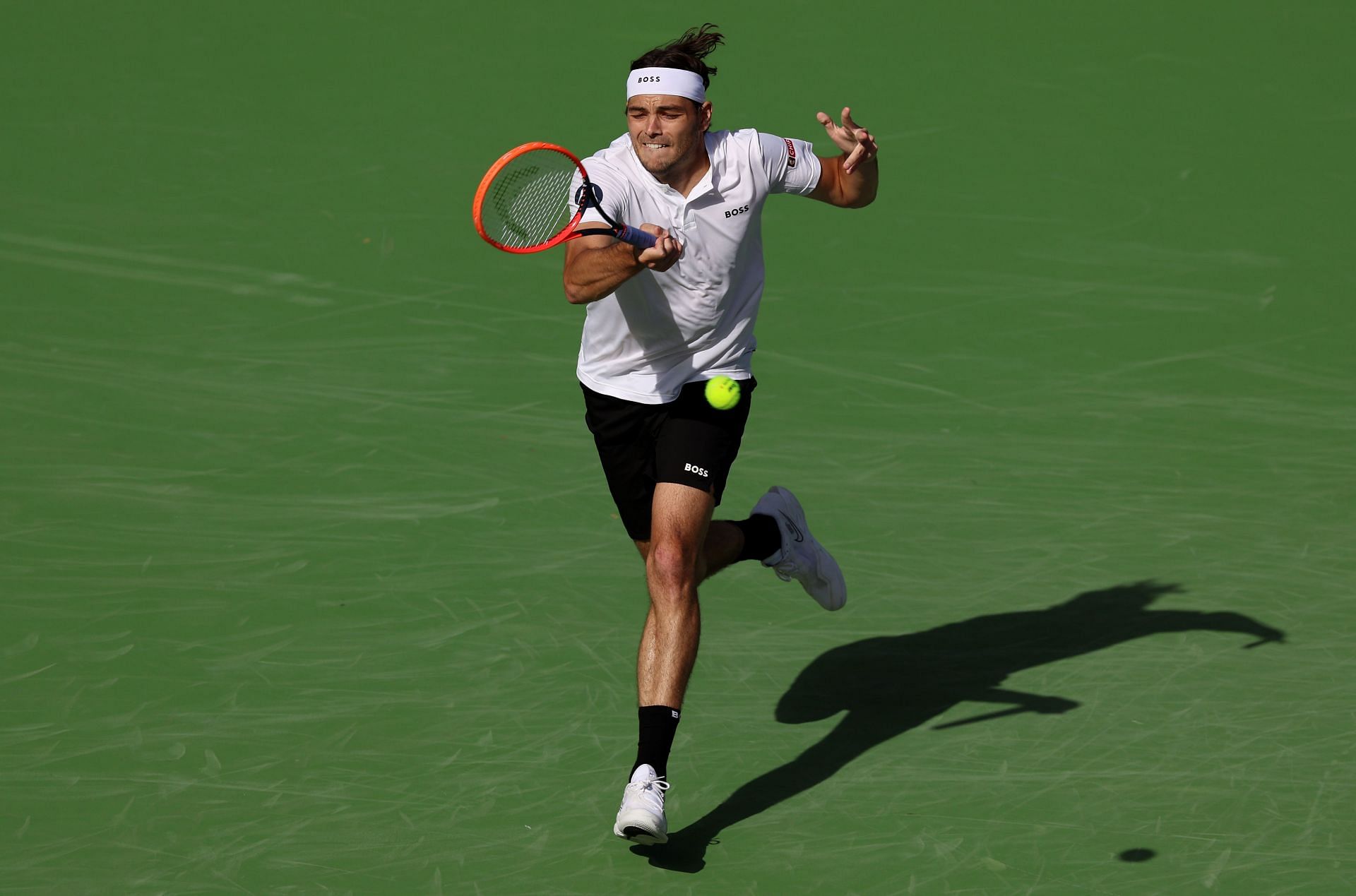 Taylor Fritz plays a shot on the men&#039;s tour