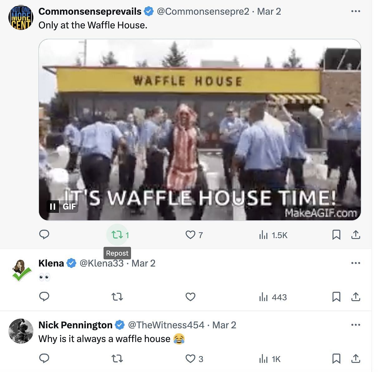 Social media users react to the viral video of Waffle House food fight (Image via X)