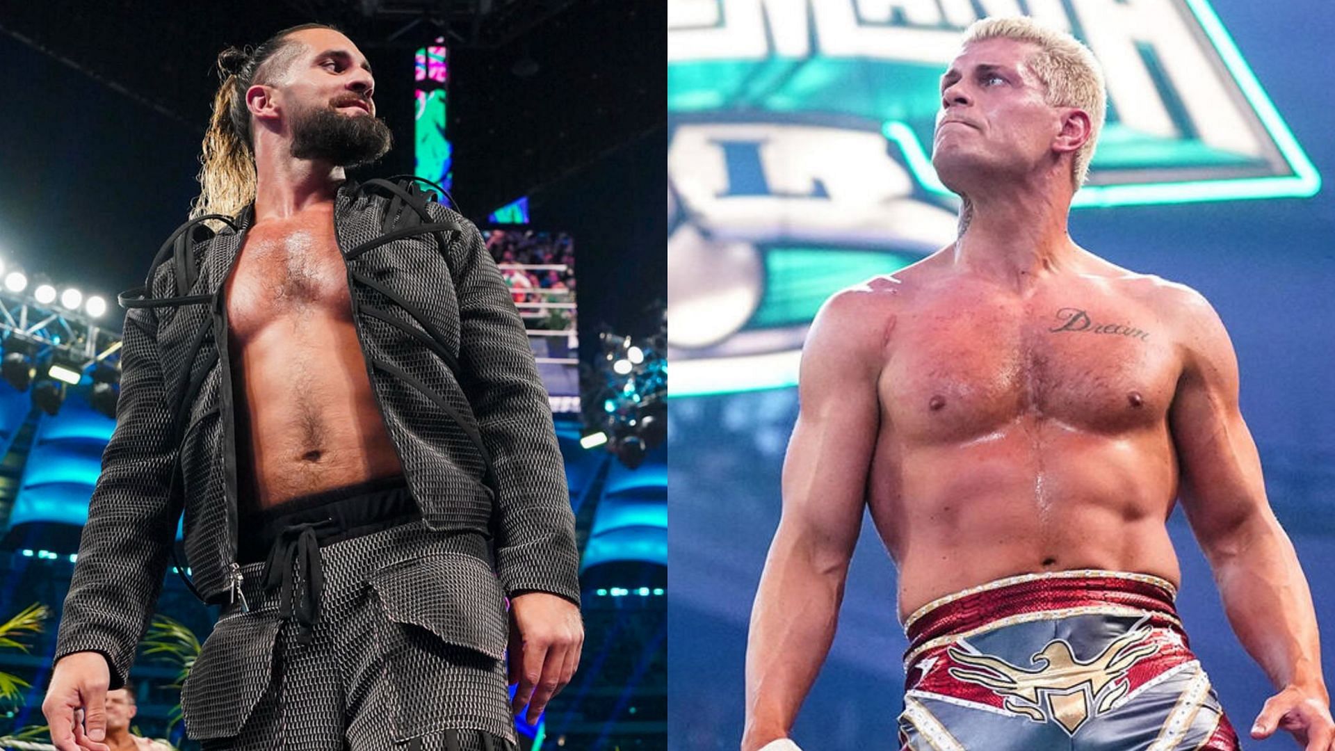 WWE World Heavyweight Champion Seth Rollins (left) and Cody Rhodes (right)