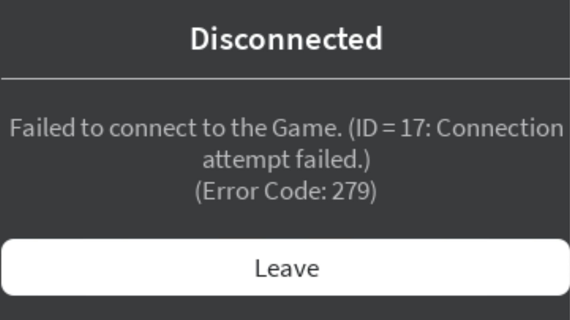 Error code 279 message in Roblox (Roblox)