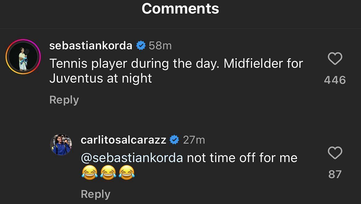 Sebastian Korda's Comment