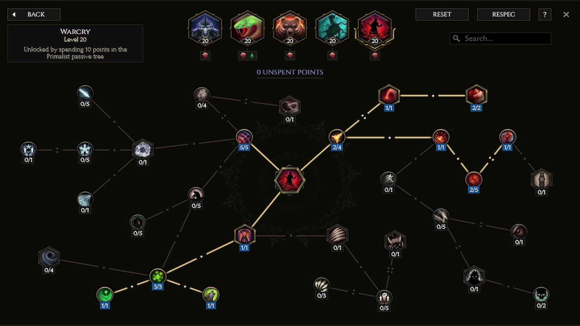 Skill tree for Warcry (Image via Eleventh Hour Games || lastepochtools.com)