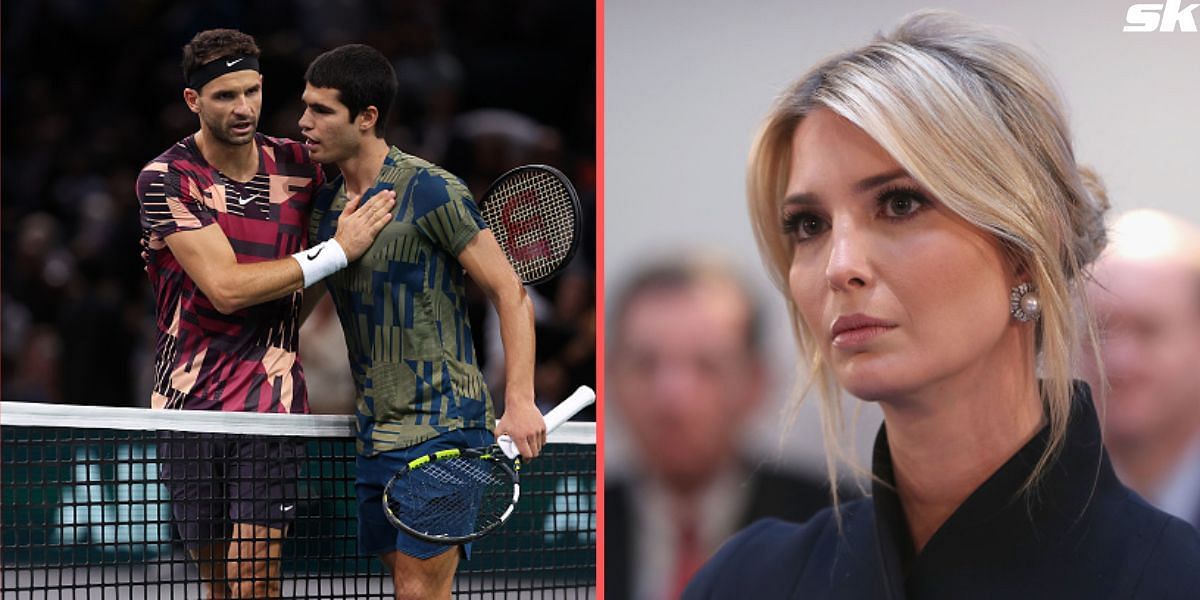 Carlos Alcaraz with Grigor Dimitrov (L) and Ivanka Trump (R)