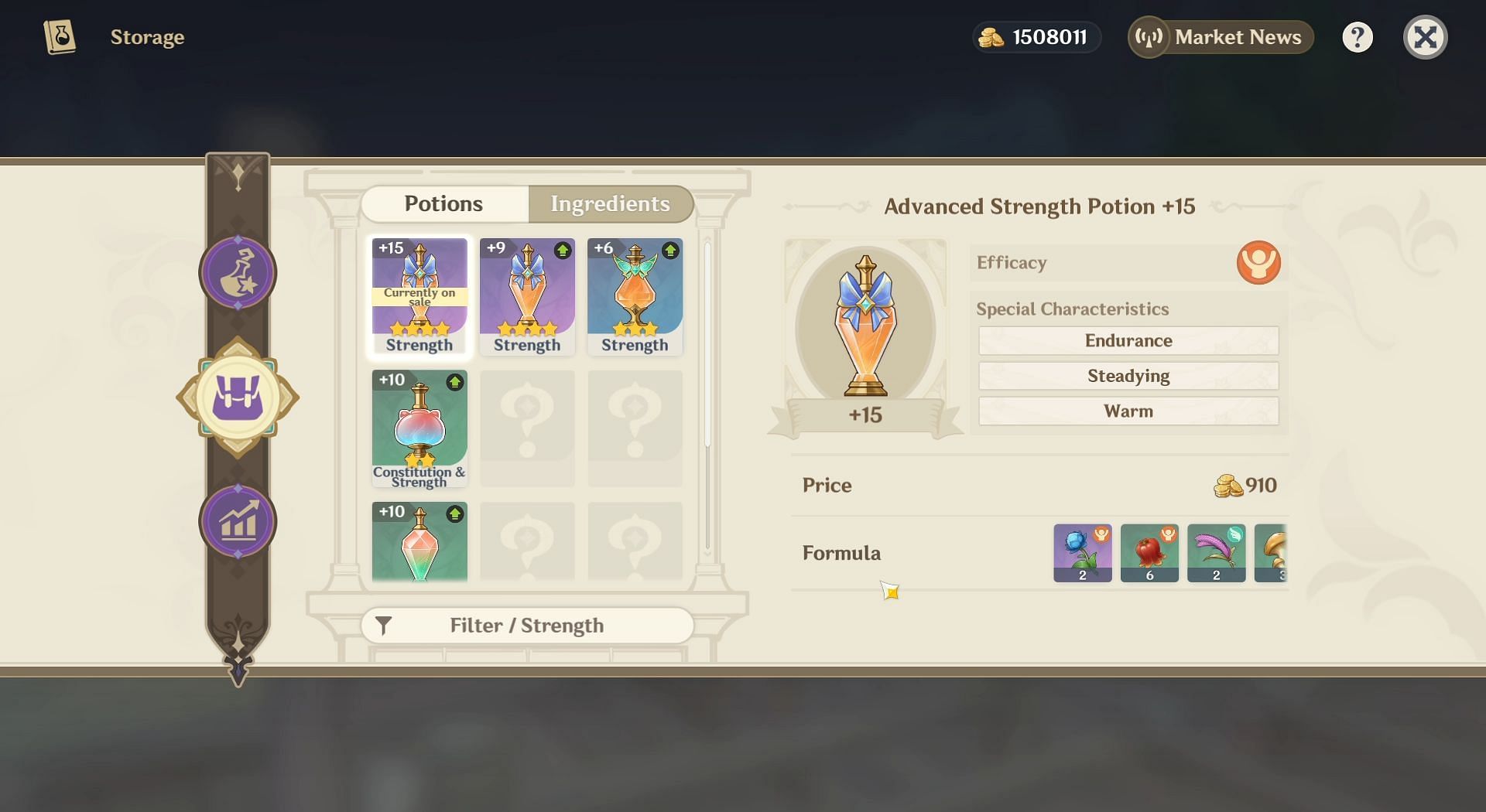 Strength potion recipes (Image via HoYoverse)