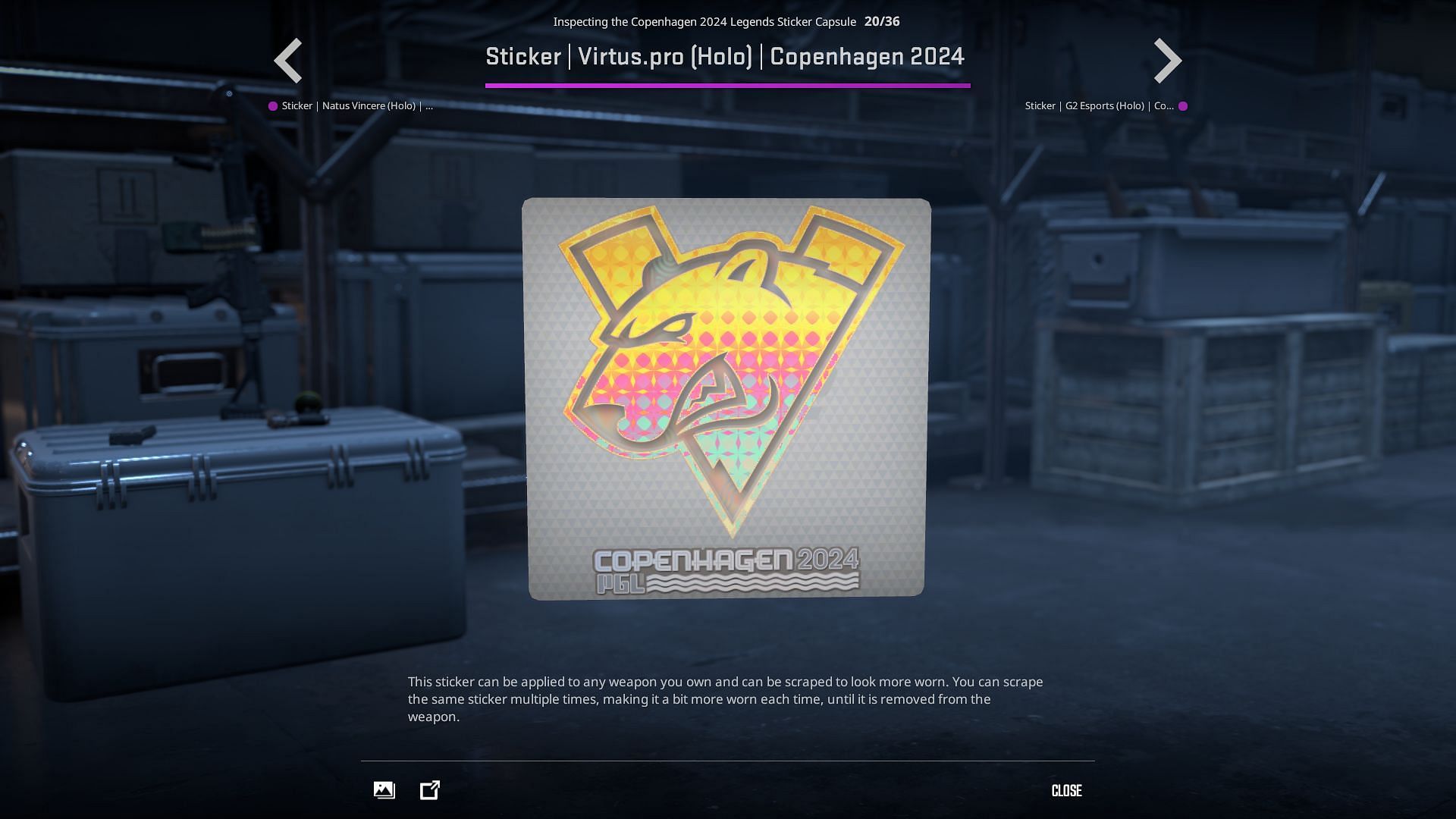 VP Holo sticker (Image via Valve)