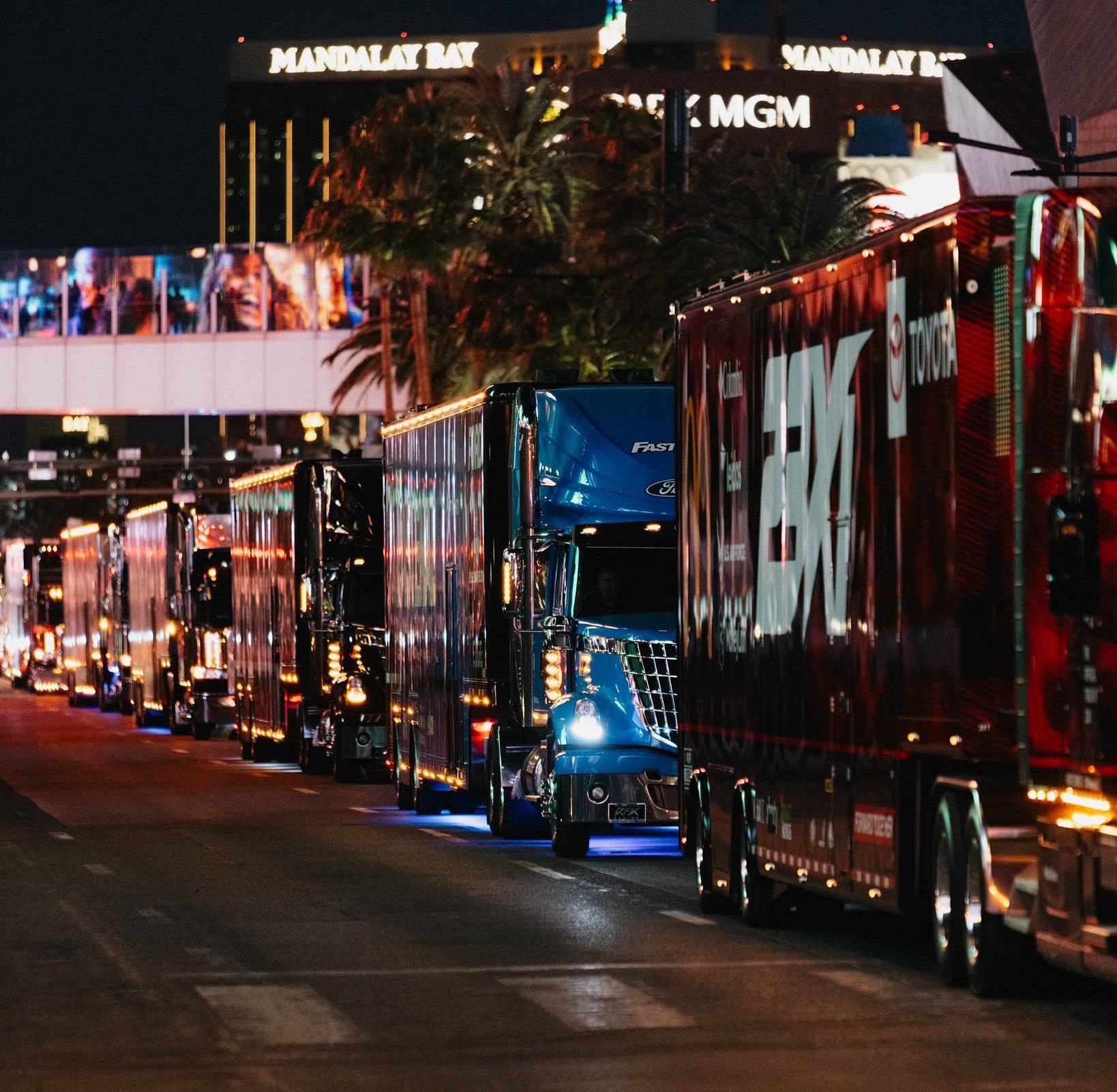 NASCAR Cup Series hauler parade in Las Vegas, Nevada