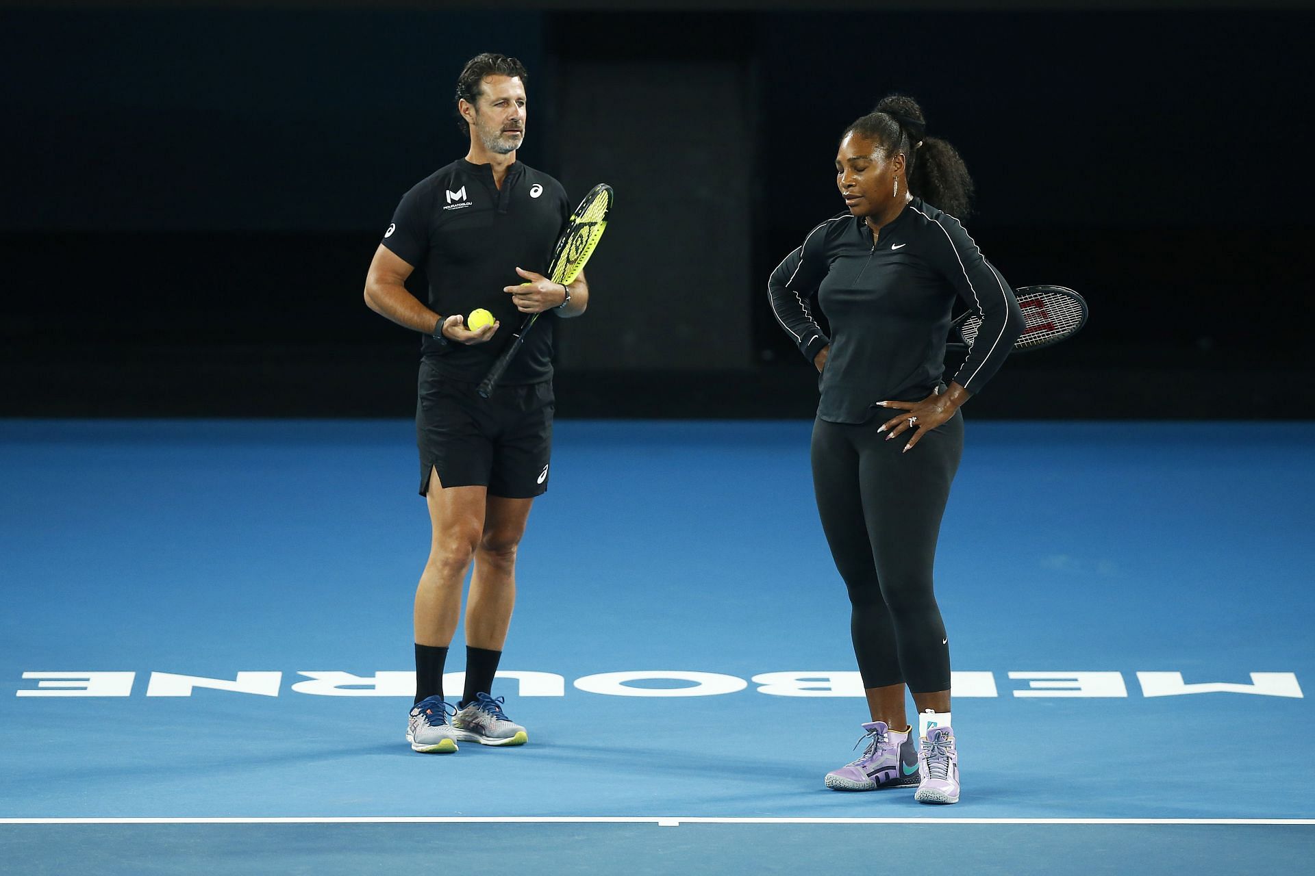 Patrick Mouratoglou (L) with Serena Williams at the 2020 Australian Open