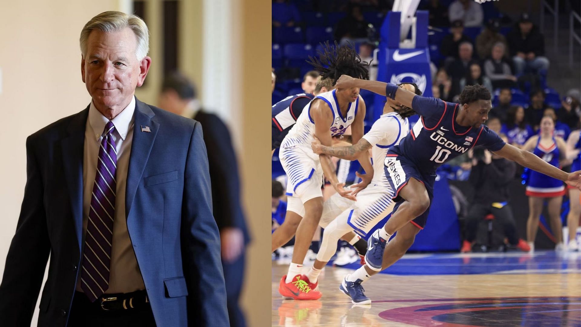 US Senator Tommy Tuberville (left) aired his view on the effect of unions in college sports.