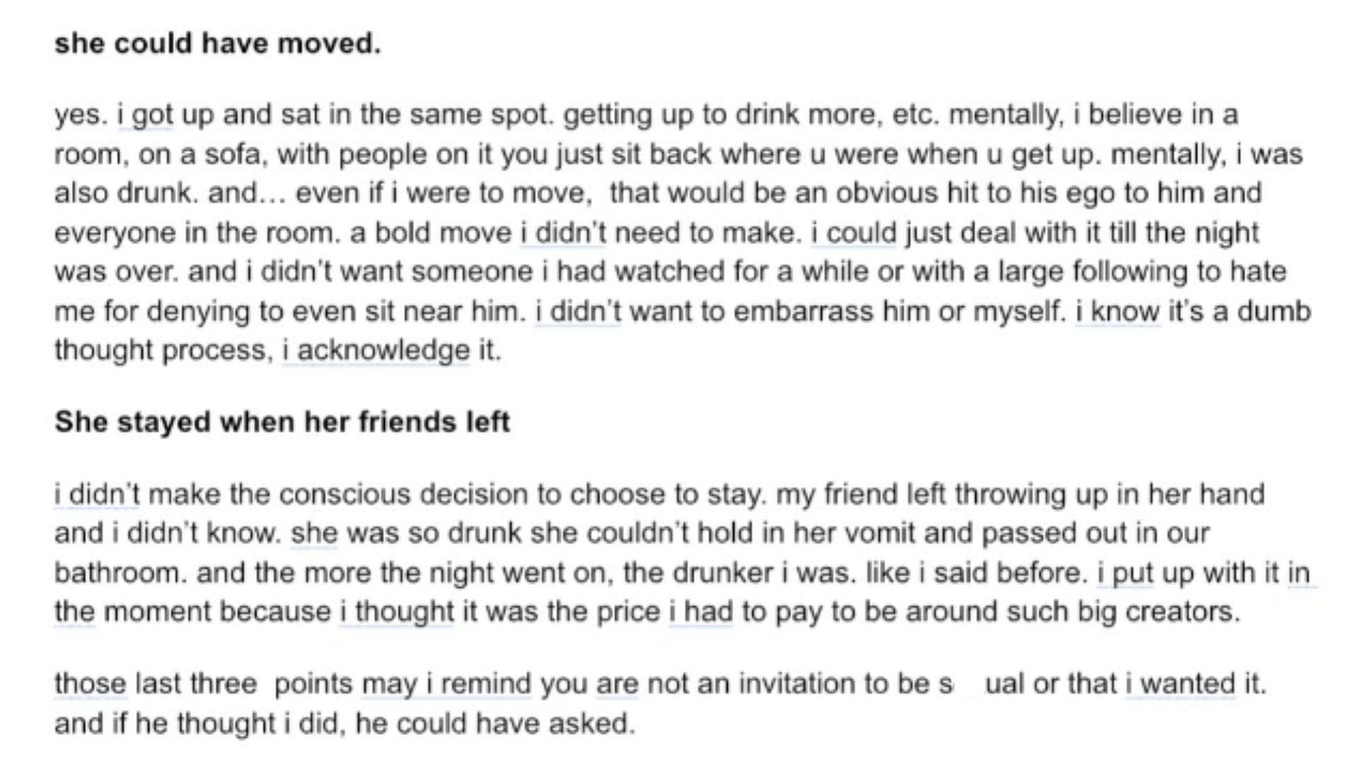 Caiti on why she chose to stay after he friends left and did not move from her sitting place (Image via caitibugzz/X)