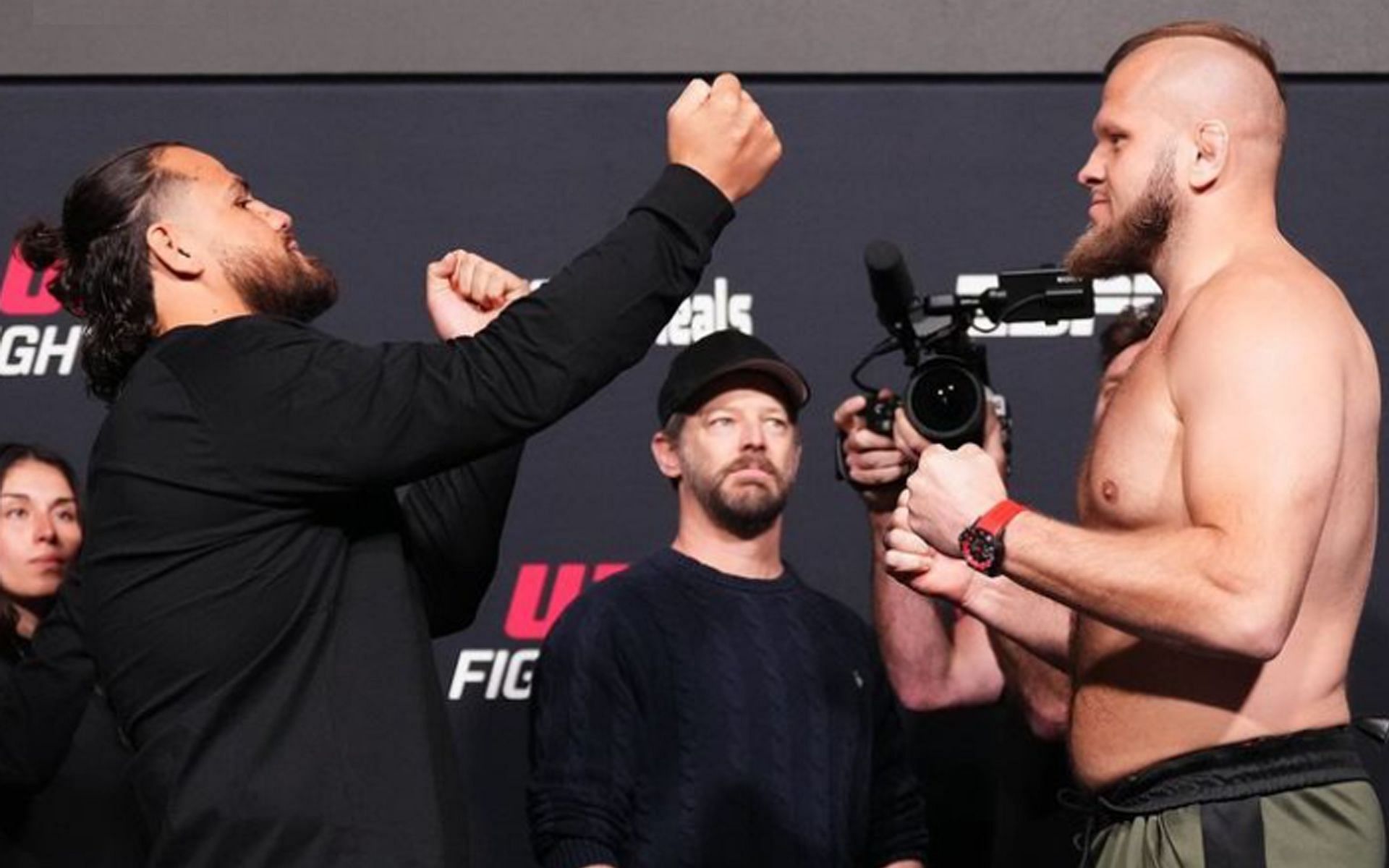 Tai Tuivasa (left) vs. Marcin Tybura (right) headlined the UFC Vegas 88 event [Image Courtesy: @ufc Instagram]