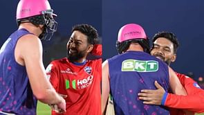 [Watch] "My hair is still pink"- Jos Buttler catches up with Rishabh Pant ahead of RR vs DC match in IPL 2024