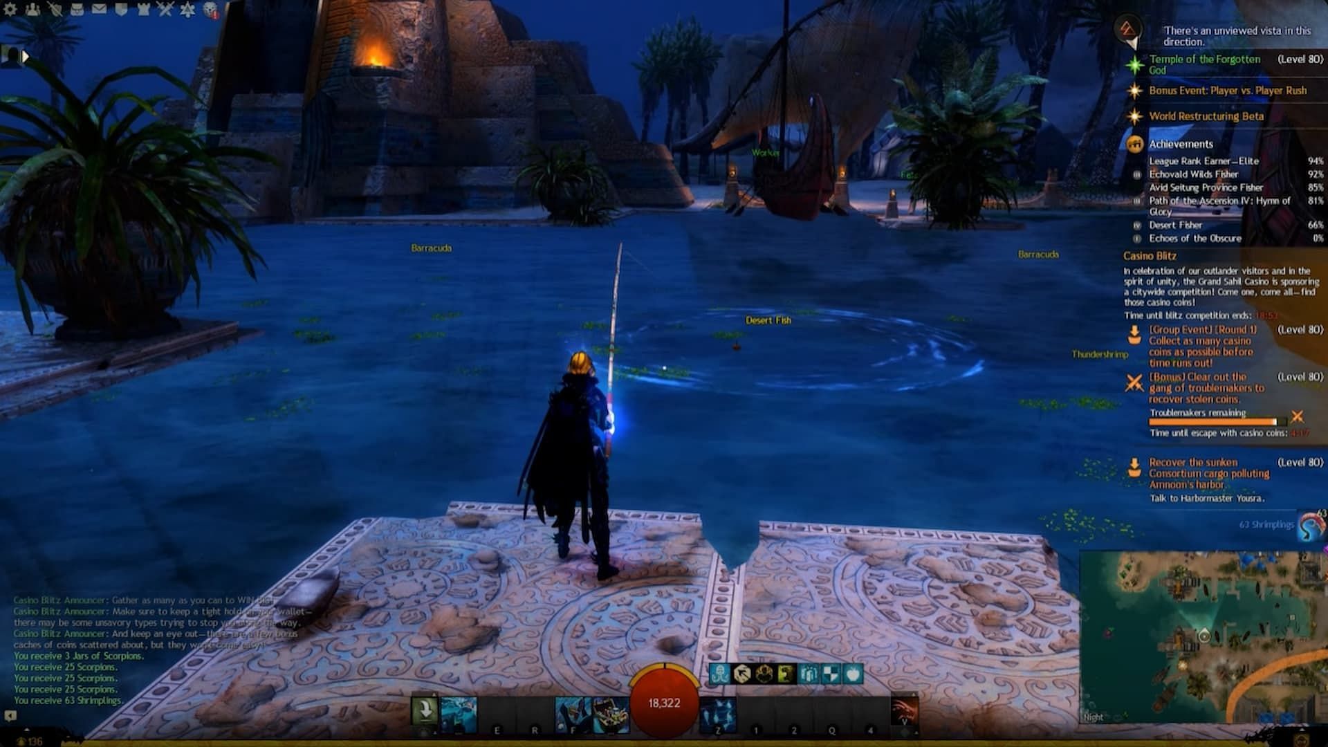 Fishing in Guild Wars 2 (Image via ArenaNet and Wolfian Entertainment/YouTube)
