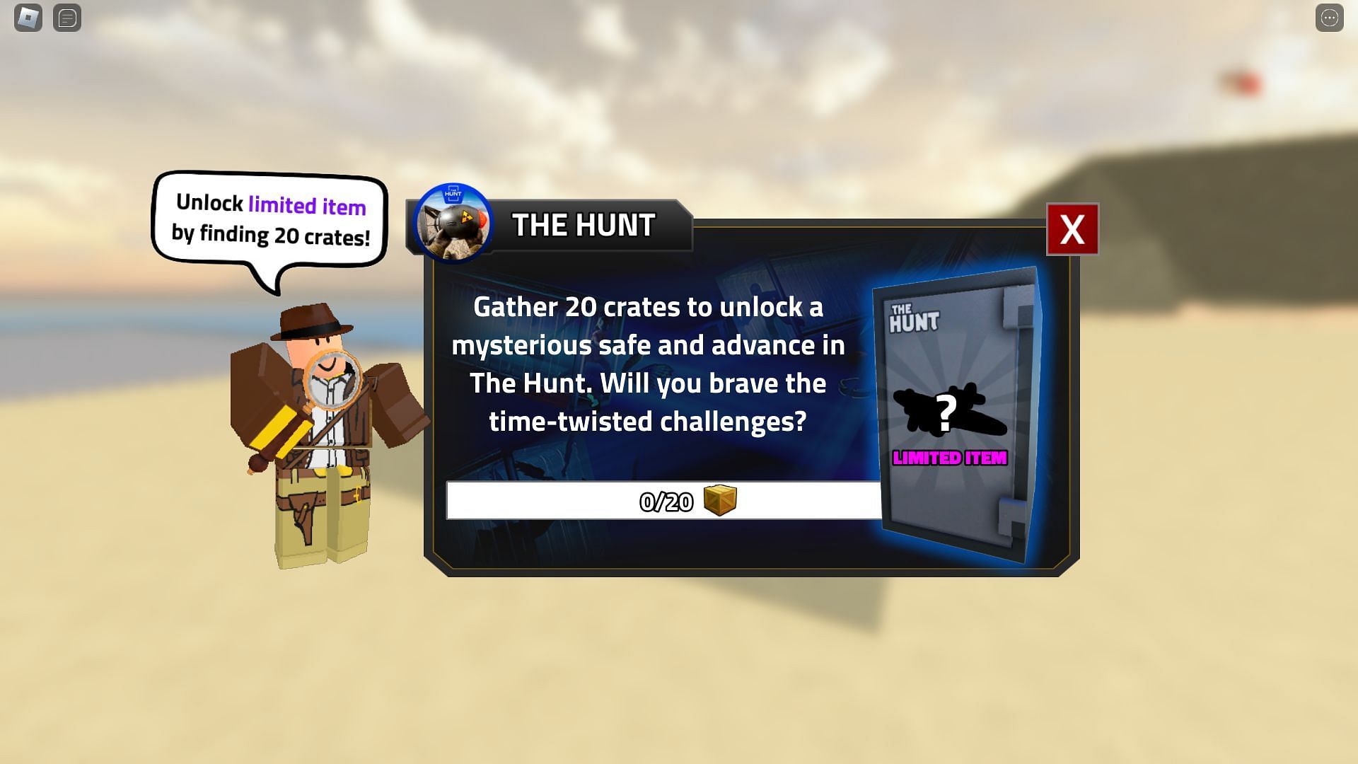 In-game mission description for The Hunt (Image via Roblox)