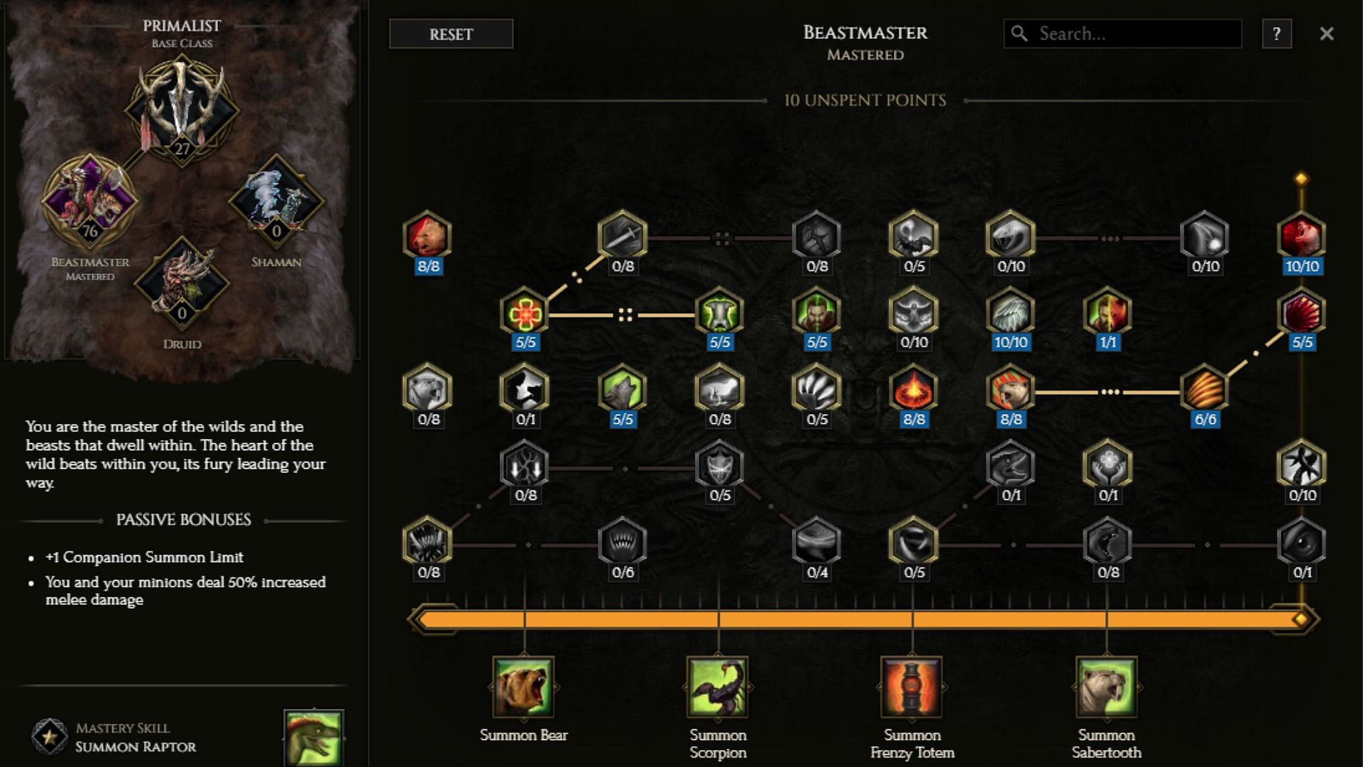Passive Tree Progression of Permafrost Beastmaster Builds in Last Epoch (Image via Eleventh Hour Games)
