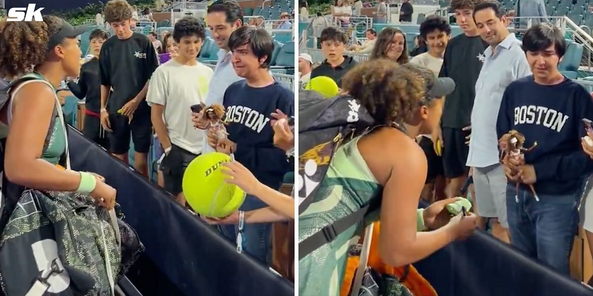 Naomi Osaka embraced a sobbing fan after her first-round win at the Miami Open 