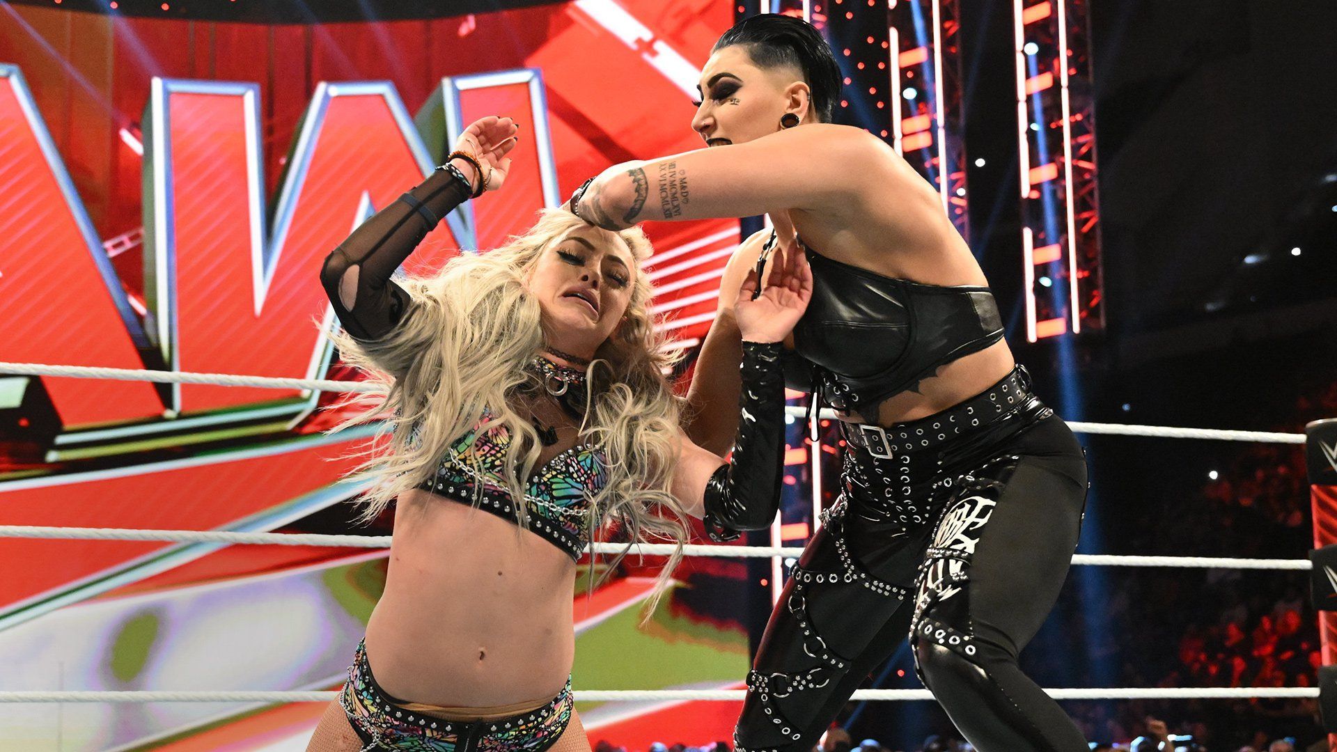 Liv Morgan and Rhea Ripley fight on WWE RAW