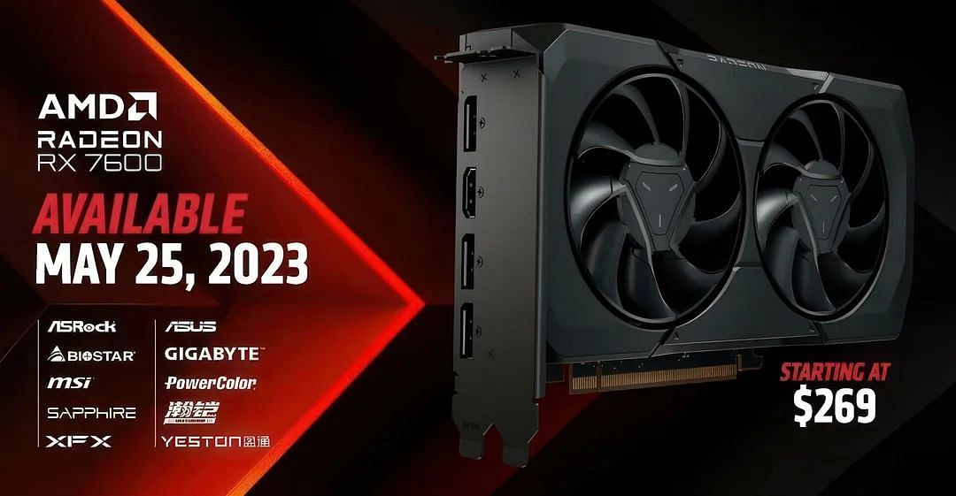 The AMD Radeon RX 7600 is designed for budget 1080p gaming performance (Image via AMD)