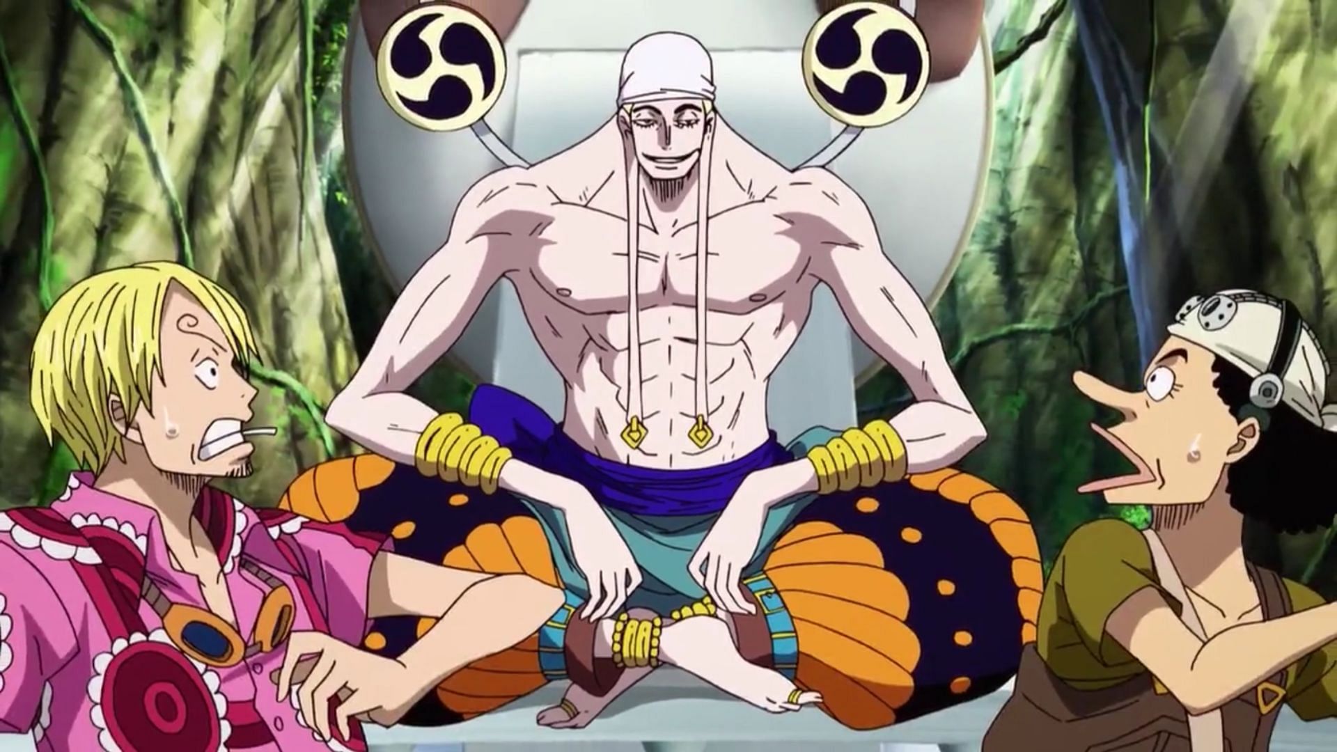Sanji, Enel, and Usopp as shown in the anime series (Image via Toei Animation)