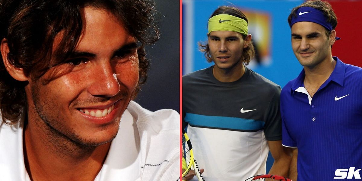 Rafael Nadal (L) with Roger Federer (R)
